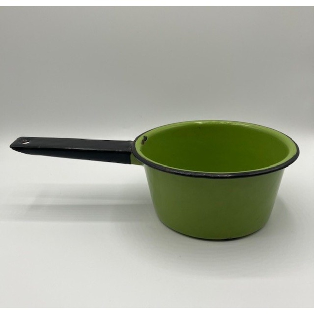 Vintage Saucepan Enamelware Green Mid Century Modern Kitchen‎ Decor 3 cup